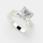 Load image into Gallery viewer, Sabrina Princess Cut Solitaire Hand Engraved Milgrain Engagement Ring Setting - Nivetta