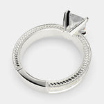 Load image into Gallery viewer, Sabrina Princess Cut Solitaire Hand Engraved Milgrain Engagement Ring Setting - Nivetta