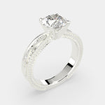 Load image into Gallery viewer, Sabrina Round Cut Solitaire Hand Engraved Milgrain Engagement Ring Setting - Nivetta