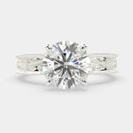 Load image into Gallery viewer, Sabrina Round Cut Solitaire Hand Engraved Milgrain Engagement Ring Setting - Nivetta