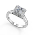 Load image into Gallery viewer, Sage Halo 4 Prong Princess Cut Diamond Engagement Ring - Nivetta