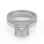 Load image into Gallery viewer, Sage Halo 4 Prong Princess Cut Diamond Engagement Ring - Nivetta