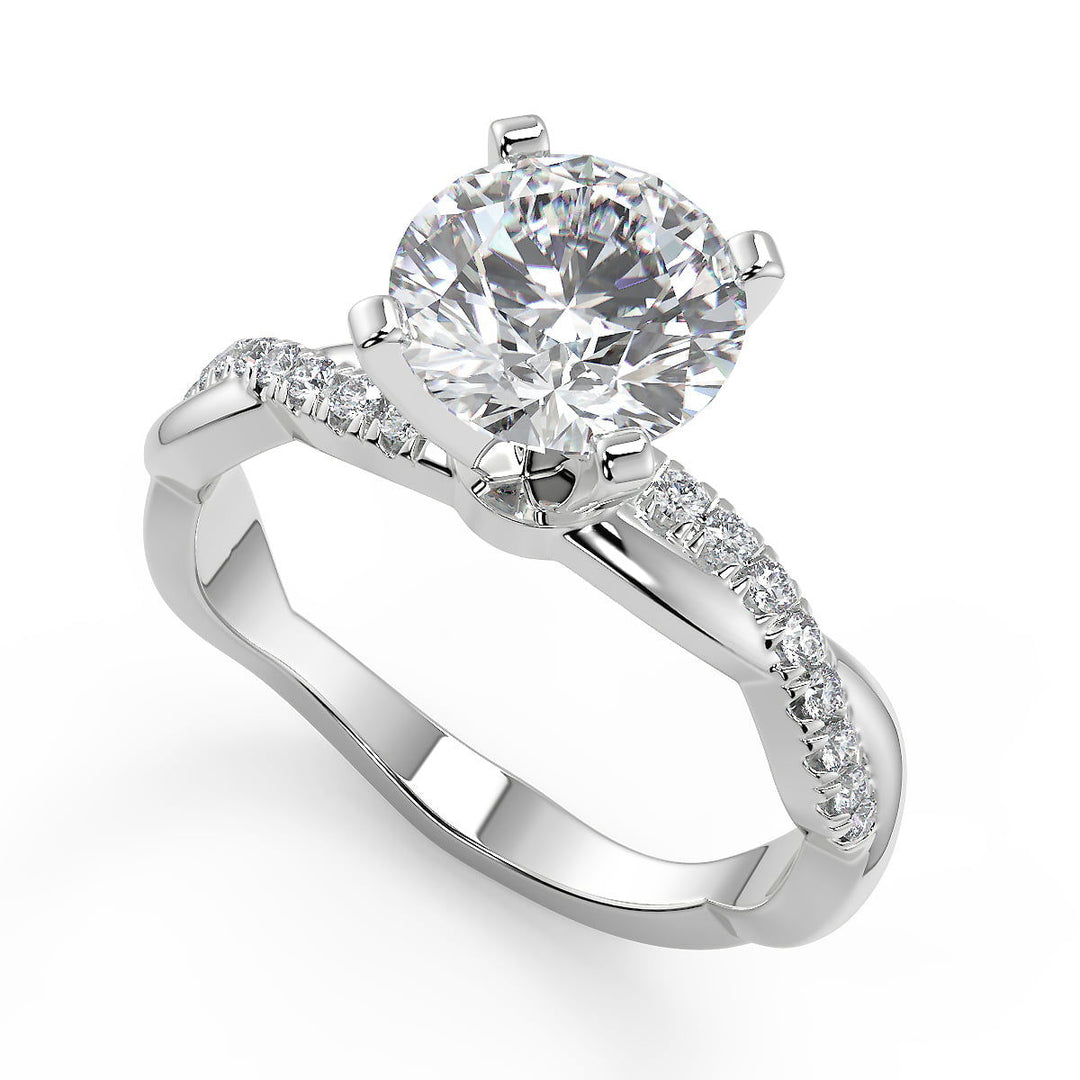 Saniyah Petite twist Pave Round Cut Diamond Engagement Ring - Nivetta