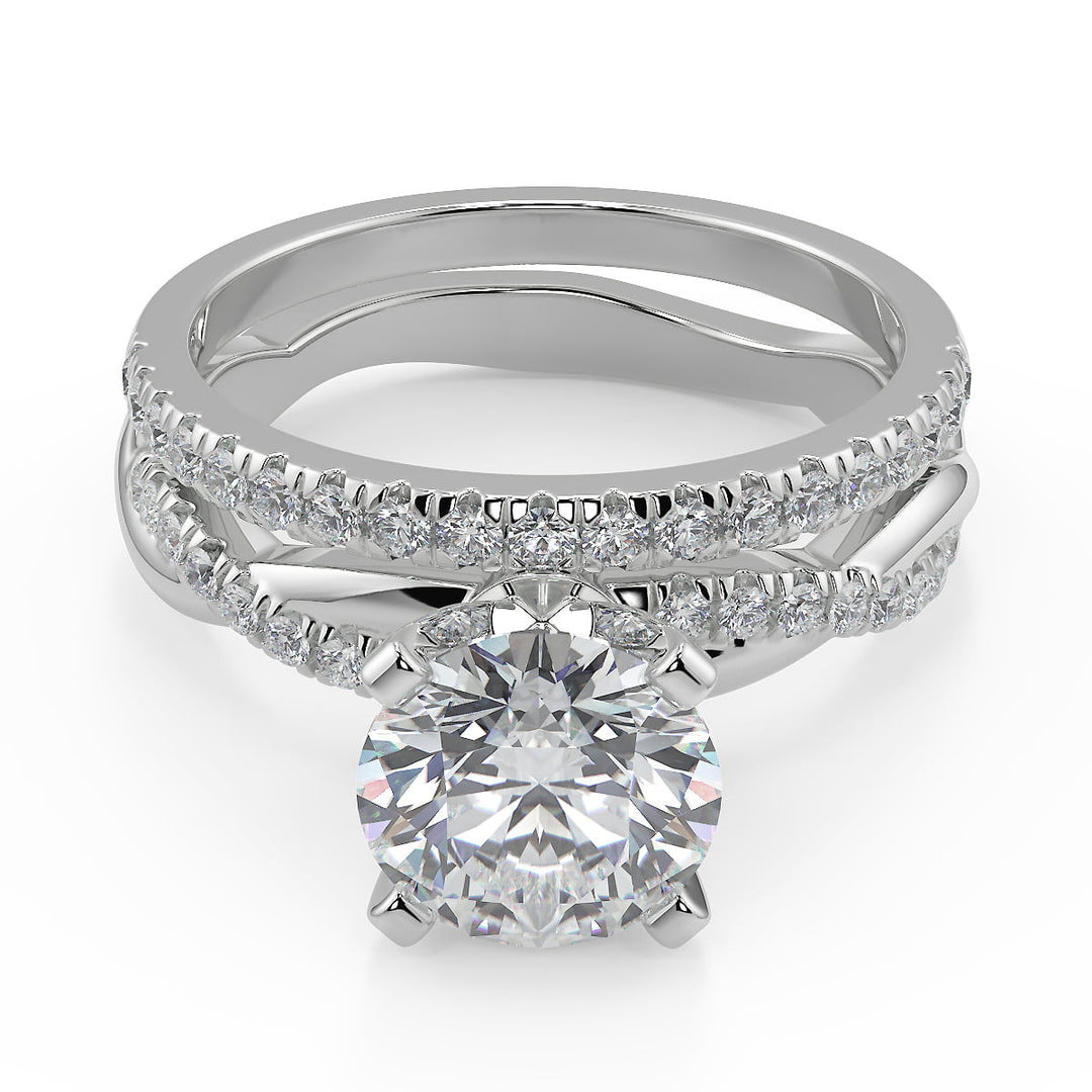 Saniyah Petite twist Pave Round Cut Diamond Engagement Ring - Nivetta