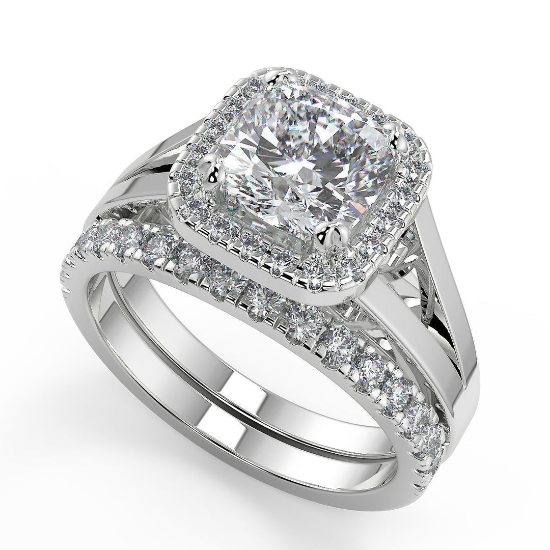 Savannah Double Prong Split Halo Cushion Cut Engagement Ring - Nivetta