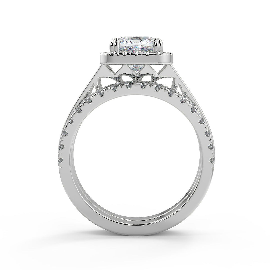 Savannah Double Prong Split Halo Cushion Cut Engagement Ring - Nivetta