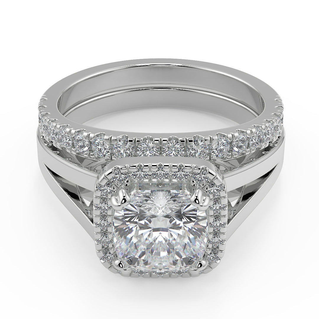 Savannah Double Prong Split Halo Cushion Cut Engagement Ring - Nivetta