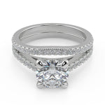 Load image into Gallery viewer, Shyanne 4 Prong Cathedral Pave Round Cut Diamond Engagement Ring - Nivetta