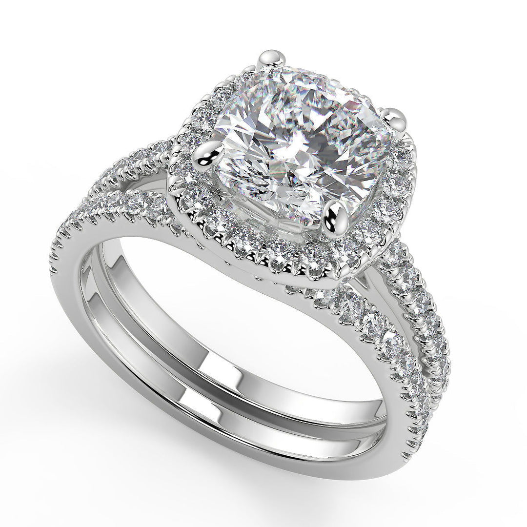 Sierra Classic Halo Pave Cushion Cut Diamond Engagement Ring - Nivetta