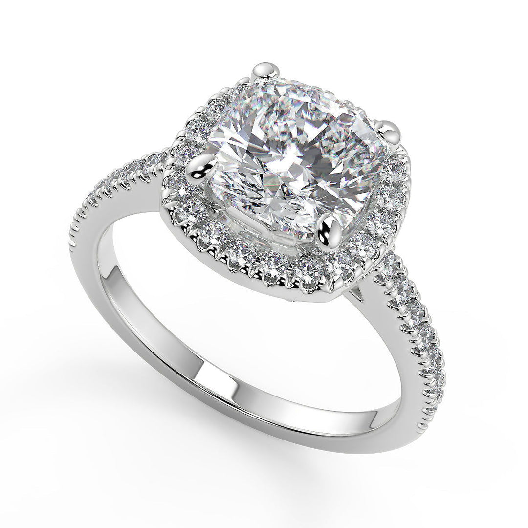 Sierra Classic Halo Pave Cushion Cut Diamond Engagement Ring - Nivetta