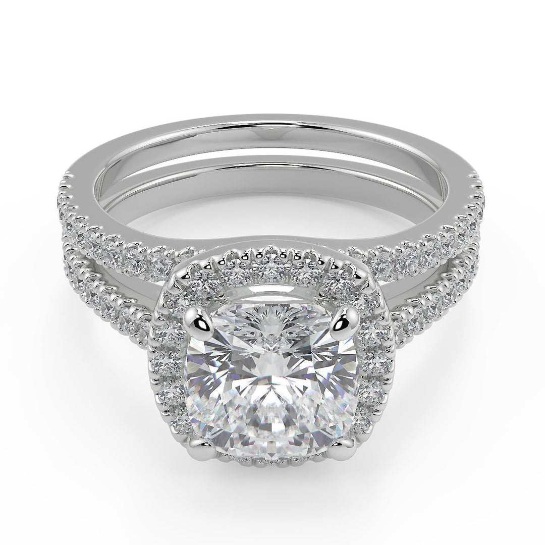 Sierra Classic Halo Pave Cushion Cut Diamond Engagement Ring - Nivetta