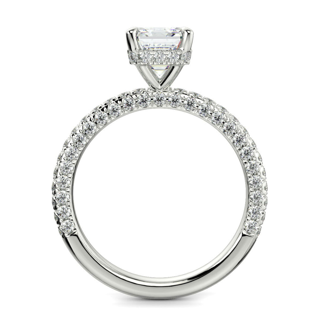 Sonya Emerald Cut Pave Hidden Halo Engagement Ring Setting - Nivetta