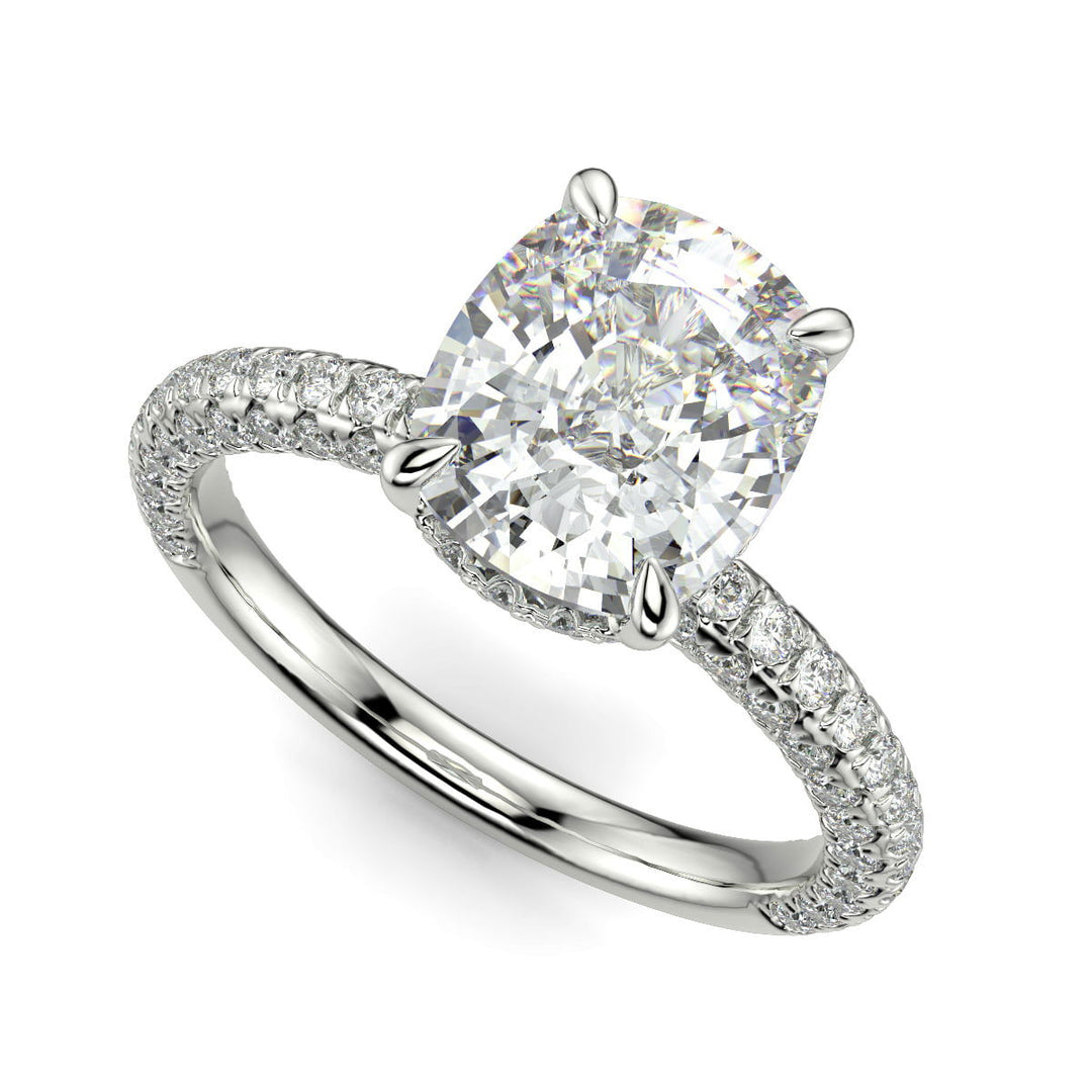 Sonya Oval Cut Pave Hidden Halo Engagement Ring Setting - Nivetta