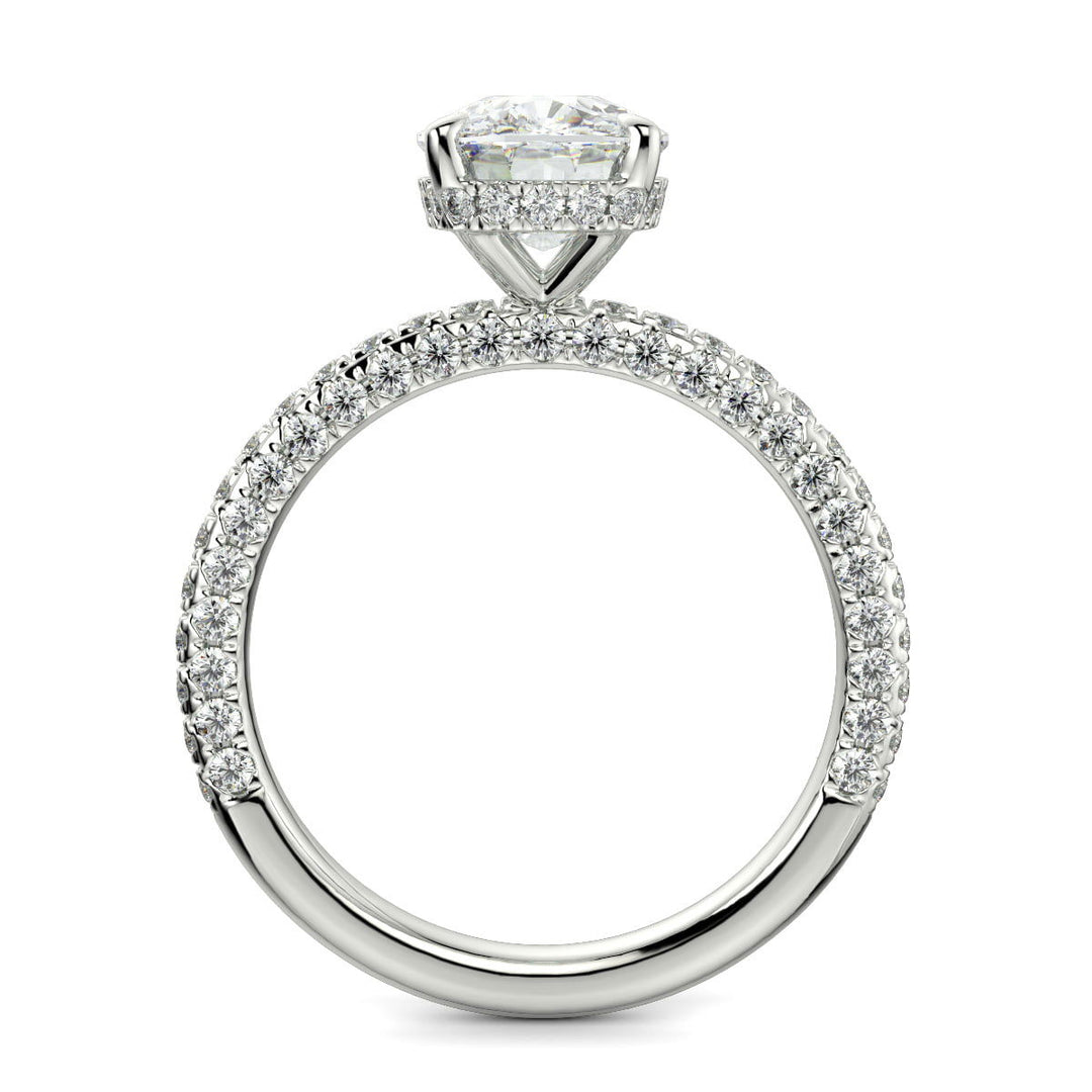 Sonya Oval Cut Pave Hidden Halo Engagement Ring Setting - Nivetta