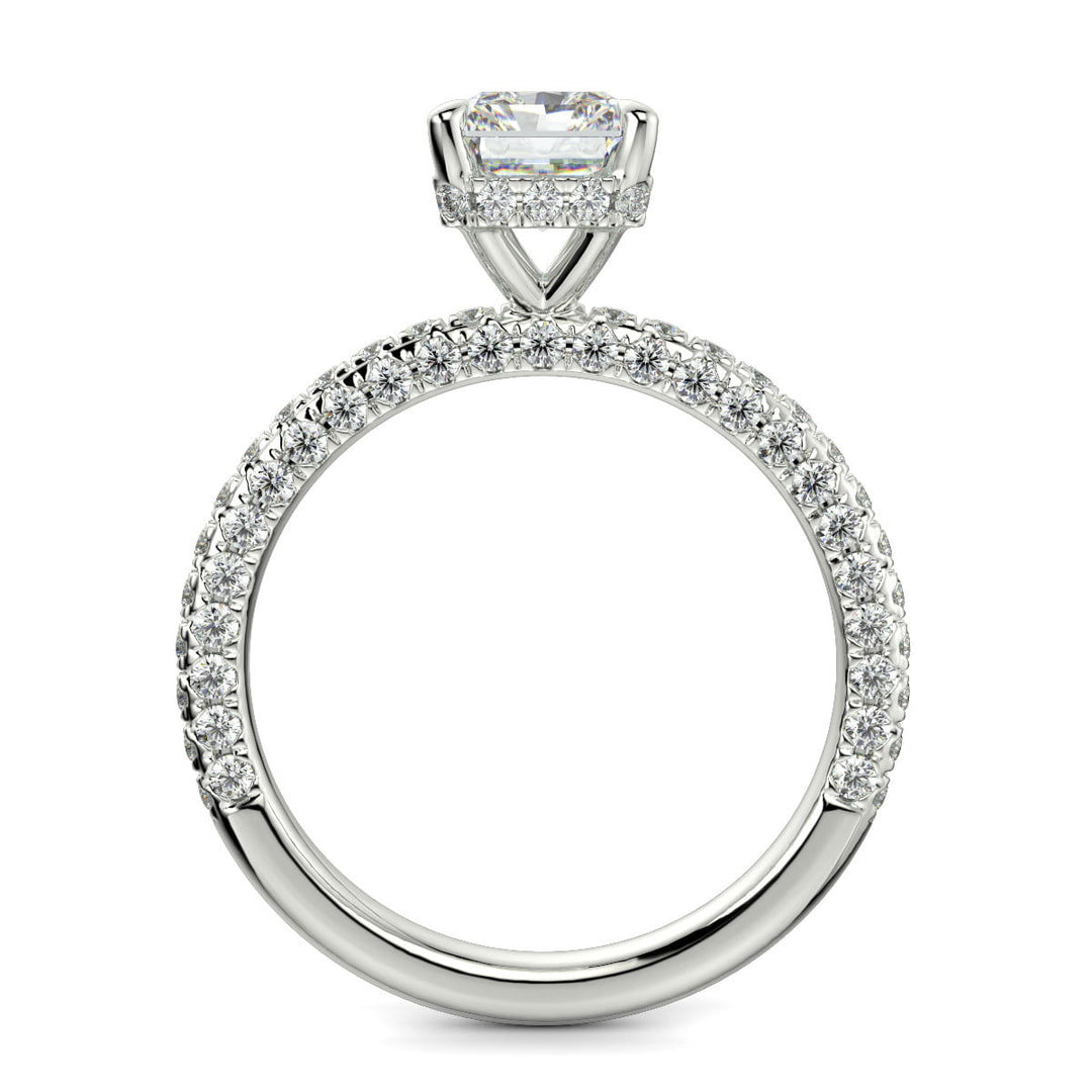 Sonya Radiant Cut Pave Hidden Halo Engagement Ring Setting - Nivetta