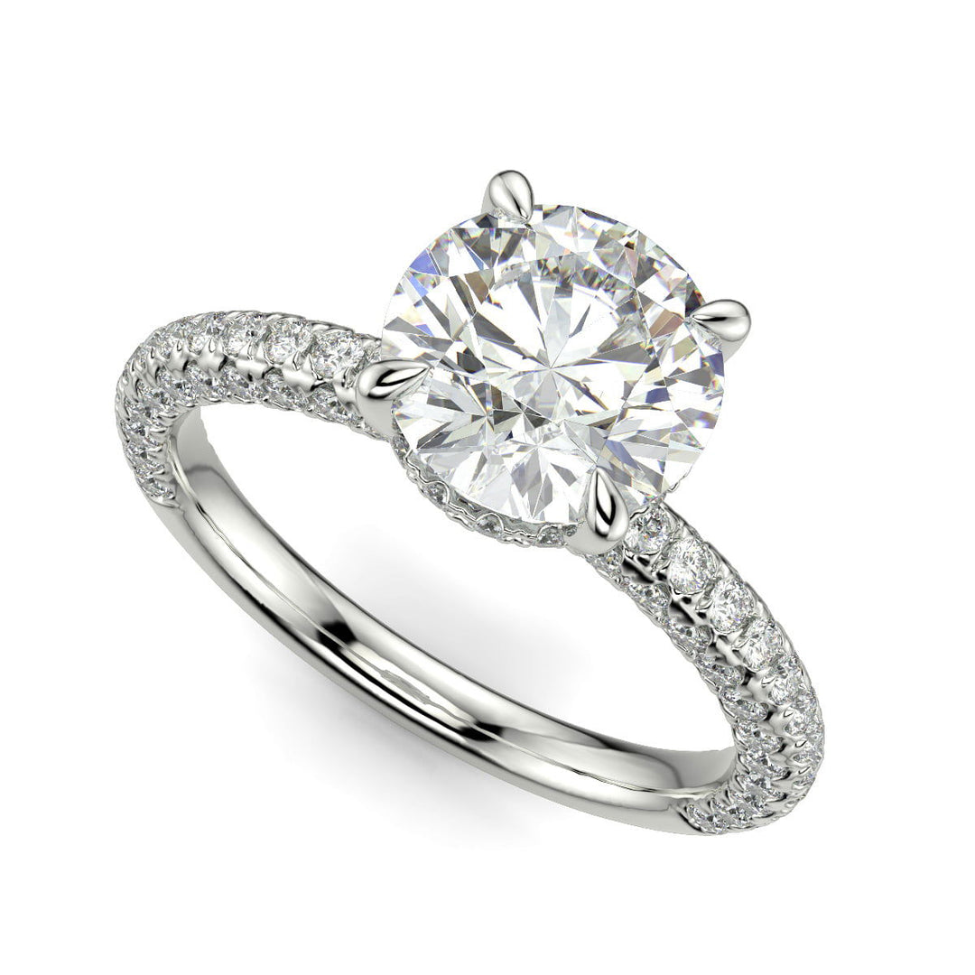 Sonya Round Cut Pave Hidden Halo Engagement Ring Setting - Nivetta