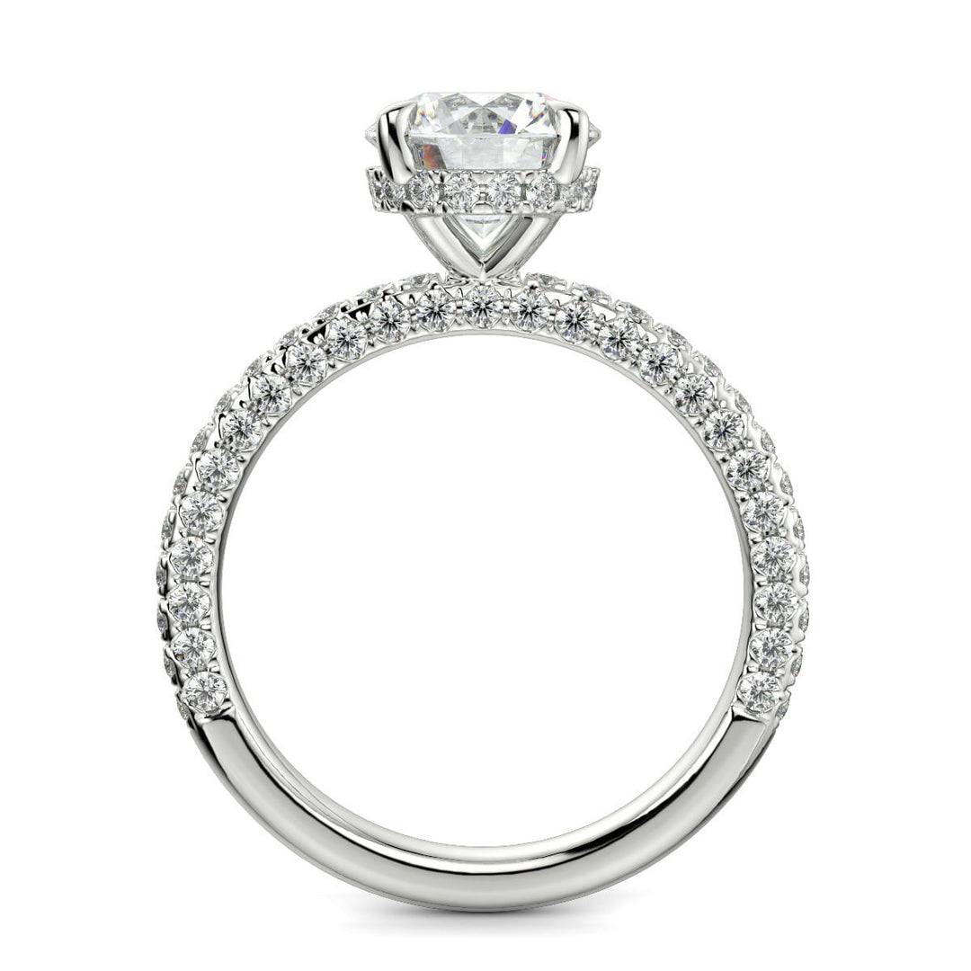 Sonya Round Cut Pave Hidden Halo Engagement Ring Setting - Nivetta