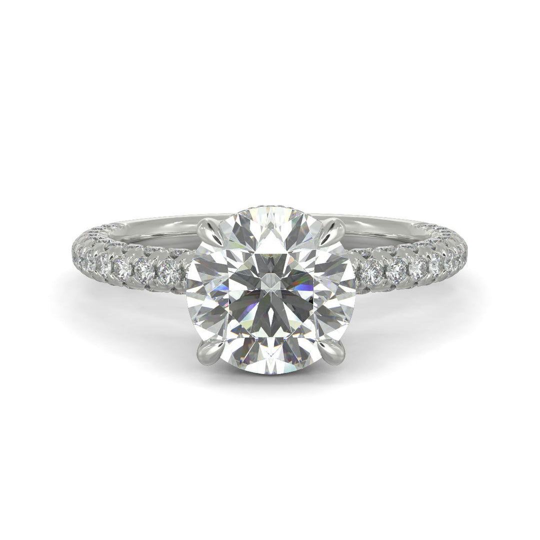 Sonya Round Cut Pave Hidden Halo Engagement Ring Setting - Nivetta
