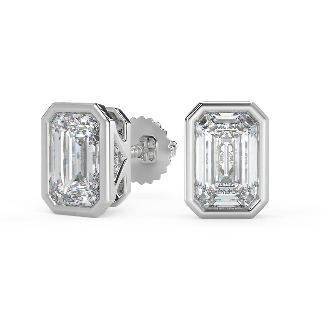 Stephany Emerald Cut Bezel Earrings - Nivetta