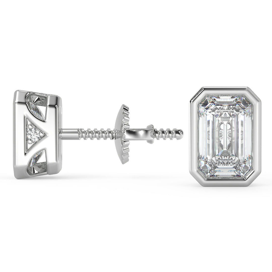 Stephany Emerald Cut Bezel Earrings - Nivetta