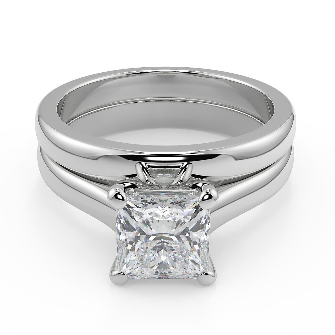 Summer 4 Prong Basket Solitaire Princess Cut Diamond Engagement Ring - Nivetta