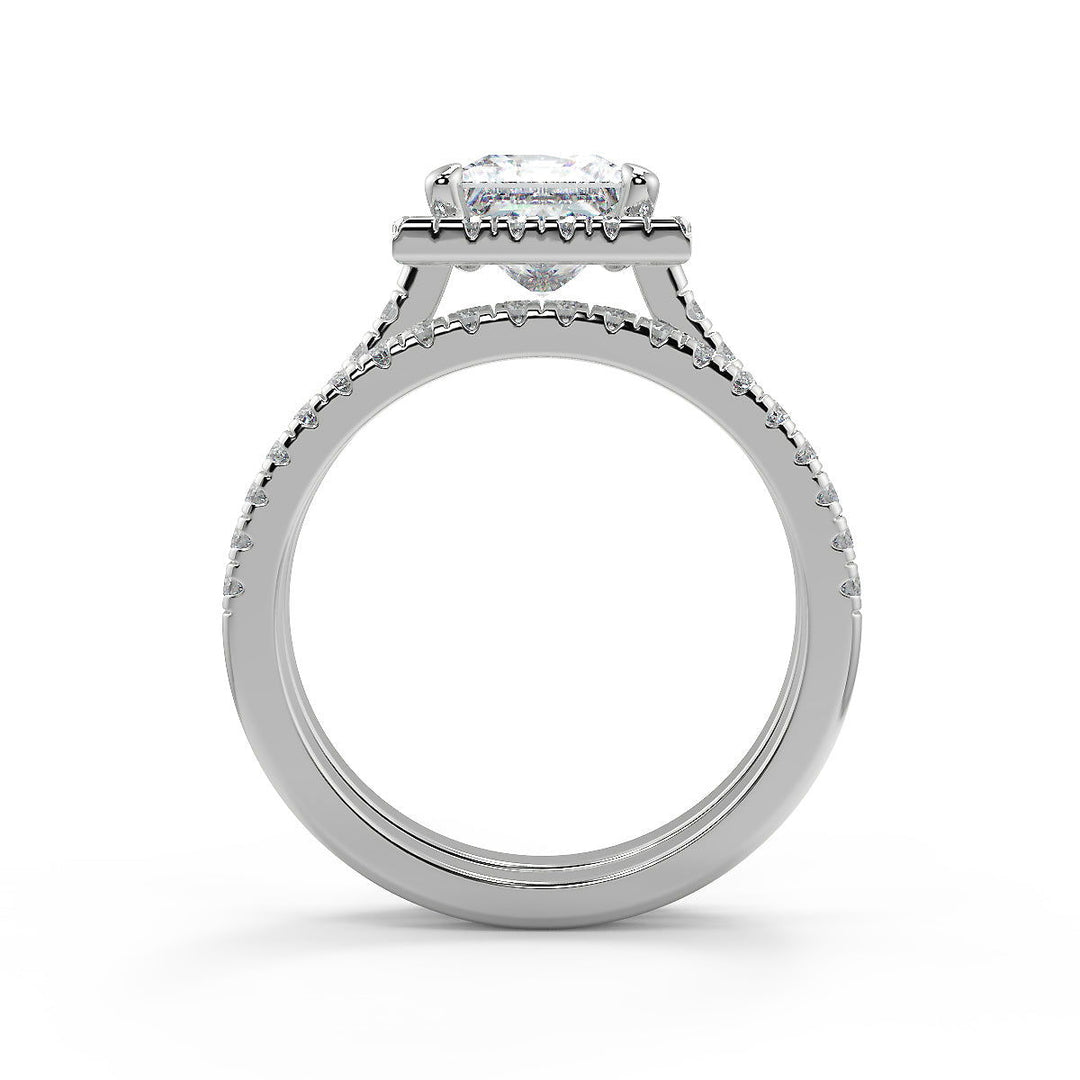 Susan Classic Pave Halo Princess Cut Diamond Engagement Ring - Nivetta