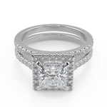 Load image into Gallery viewer, Susan Classic Pave Halo Princess Cut Diamond Engagement Ring - Nivetta
