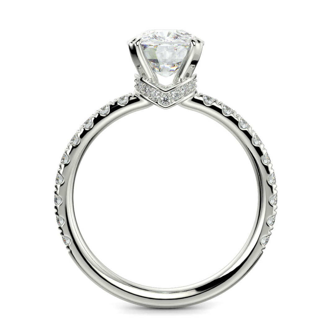 Sylvie Cushion Cut Pave Hidden Halo 4 Prong Claw Set Engagement Ring Setting - Nivetta