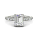 Load image into Gallery viewer, Sylvie Emerald Cut Pave Hidden Halo 4 Prong Claw Set Engagement Ring Setting - Nivetta