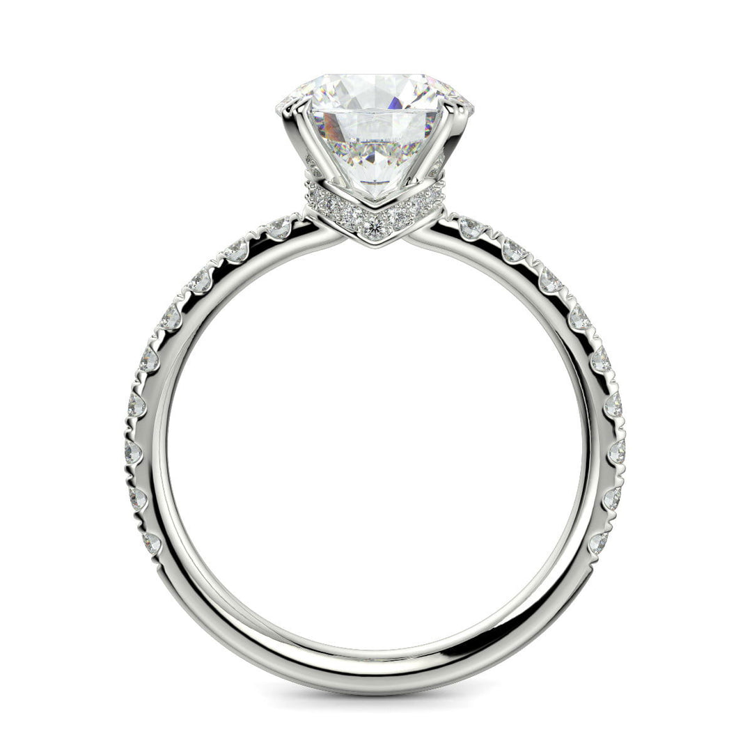 Sylvie Round Cut Pave Hidden Halo 4 Prong Claw Set Engagement Ring Setting - Nivetta