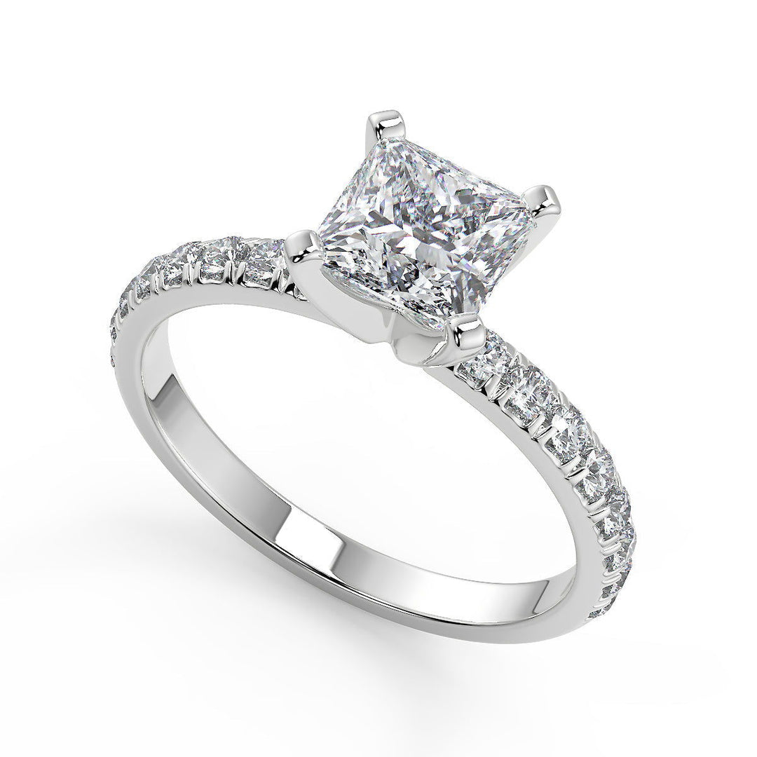 Talia Classic Pave 4 Prong Princess Cut Diamond Engagement Ring - Nivetta
