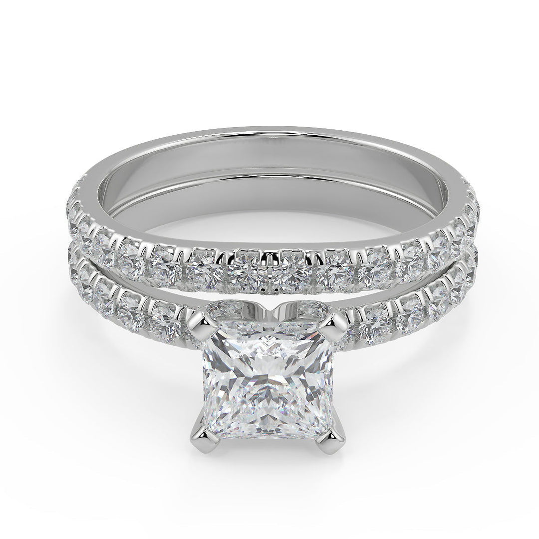 Talia Classic Pave 4 Prong Princess Cut Diamond Engagement Ring - Nivetta