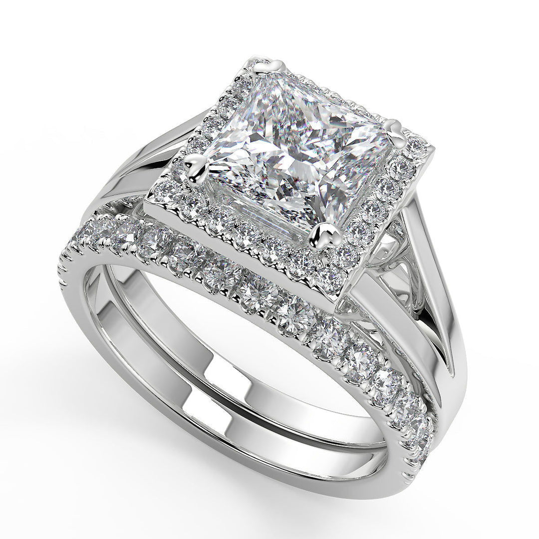 Taniyah Double Prong Split Halo Princess Cut Engagement Ring - Nivetta