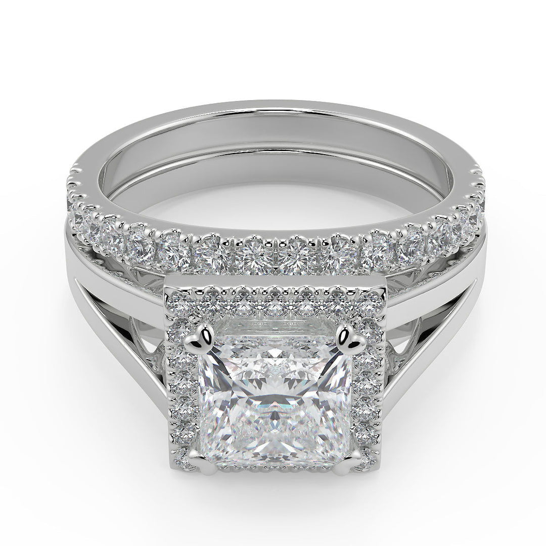 Taniyah Double Prong Split Halo Princess Cut Engagement Ring - Nivetta