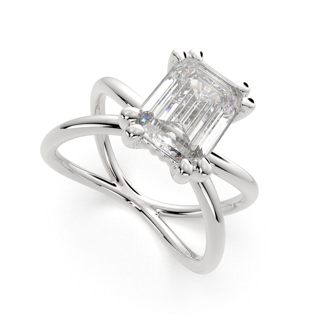 Tatiana Emerald Cut Solitaire Split Shank Engagement Ring Setting - Nivetta