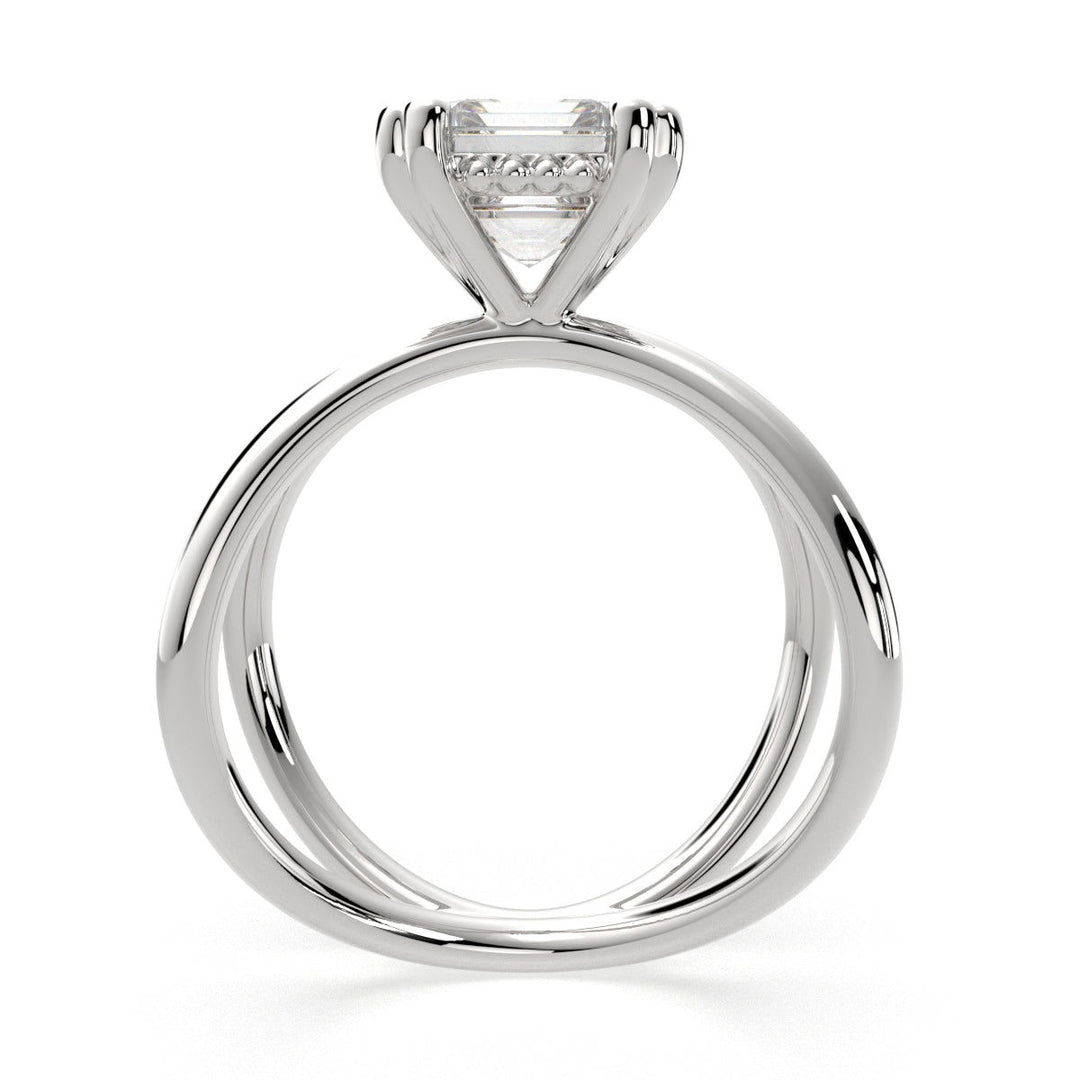 Tatiana Emerald Cut Solitaire Split Shank Engagement Ring Setting - Nivetta