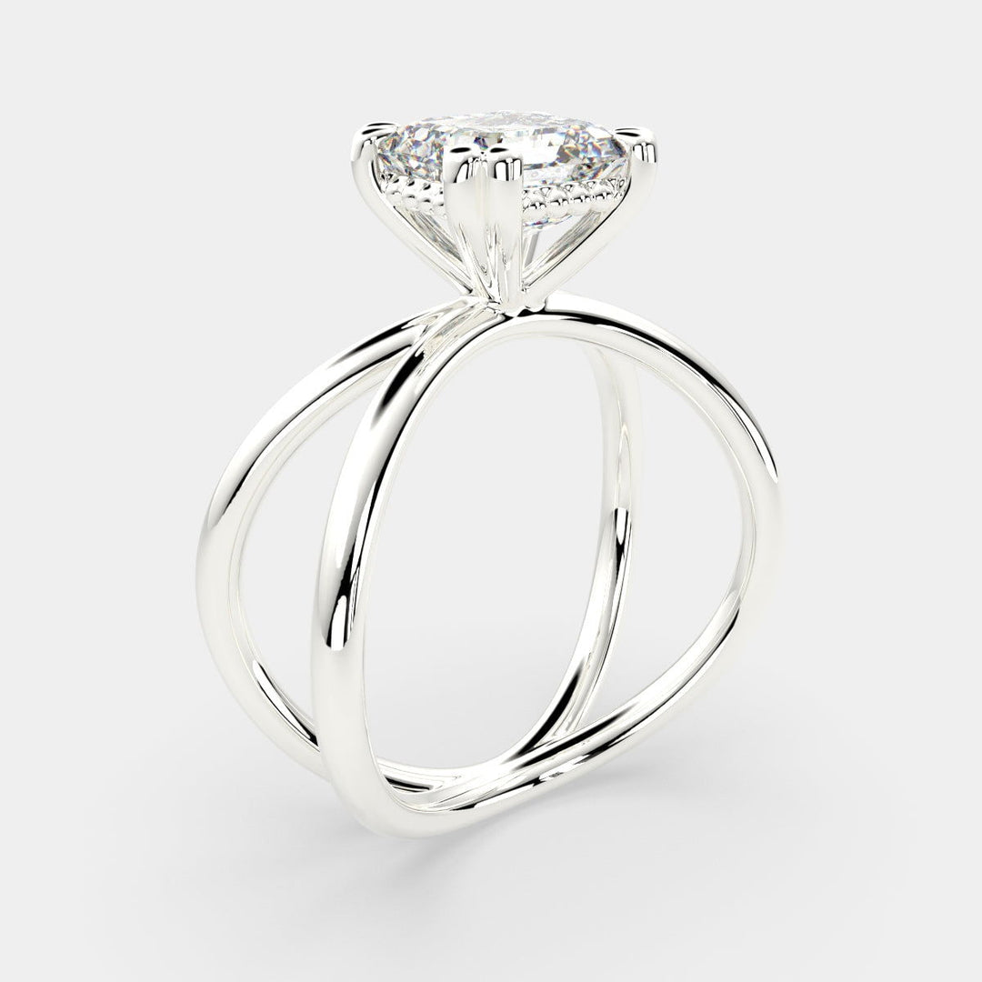 Tatiana Emerald Cut Solitaire Split Shank Engagement Ring Setting - Nivetta