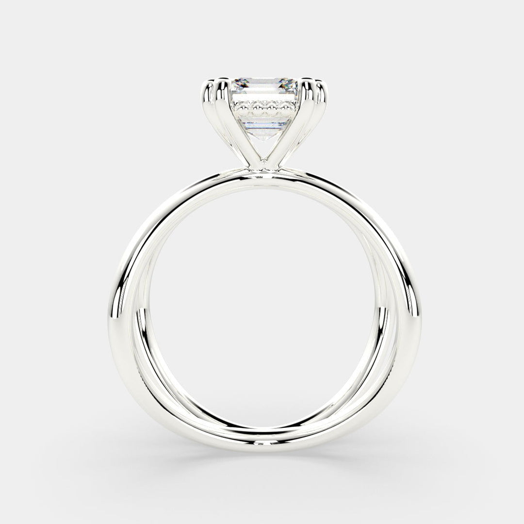 Tatiana Emerald Cut Solitaire Split Shank Engagement Ring Setting - Nivetta