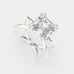 Load image into Gallery viewer, Tatiana Emerald Cut Solitaire Split Shank Engagement Ring Setting - Nivetta