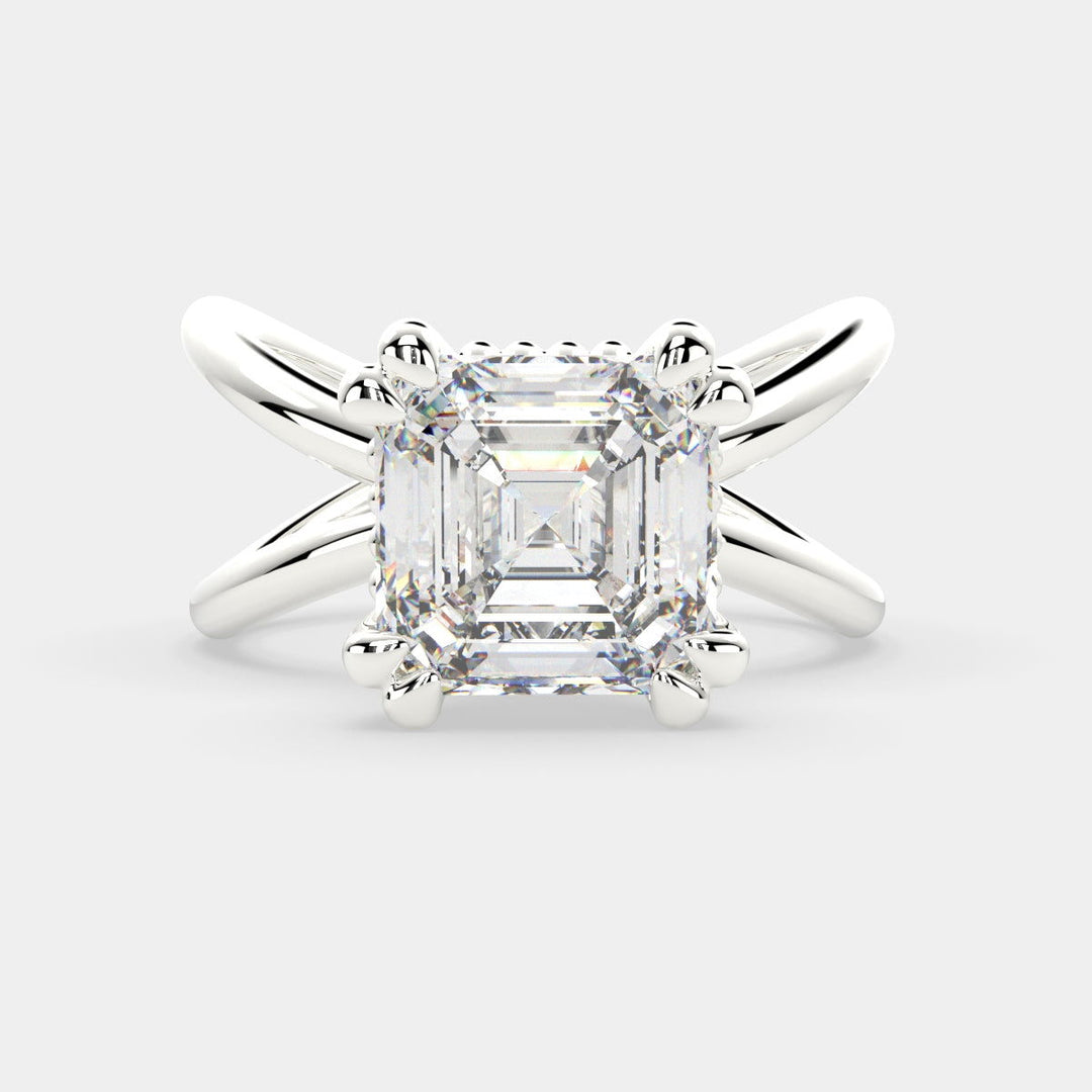 Tatiana Emerald Cut Solitaire Split Shank Engagement Ring Setting - Nivetta