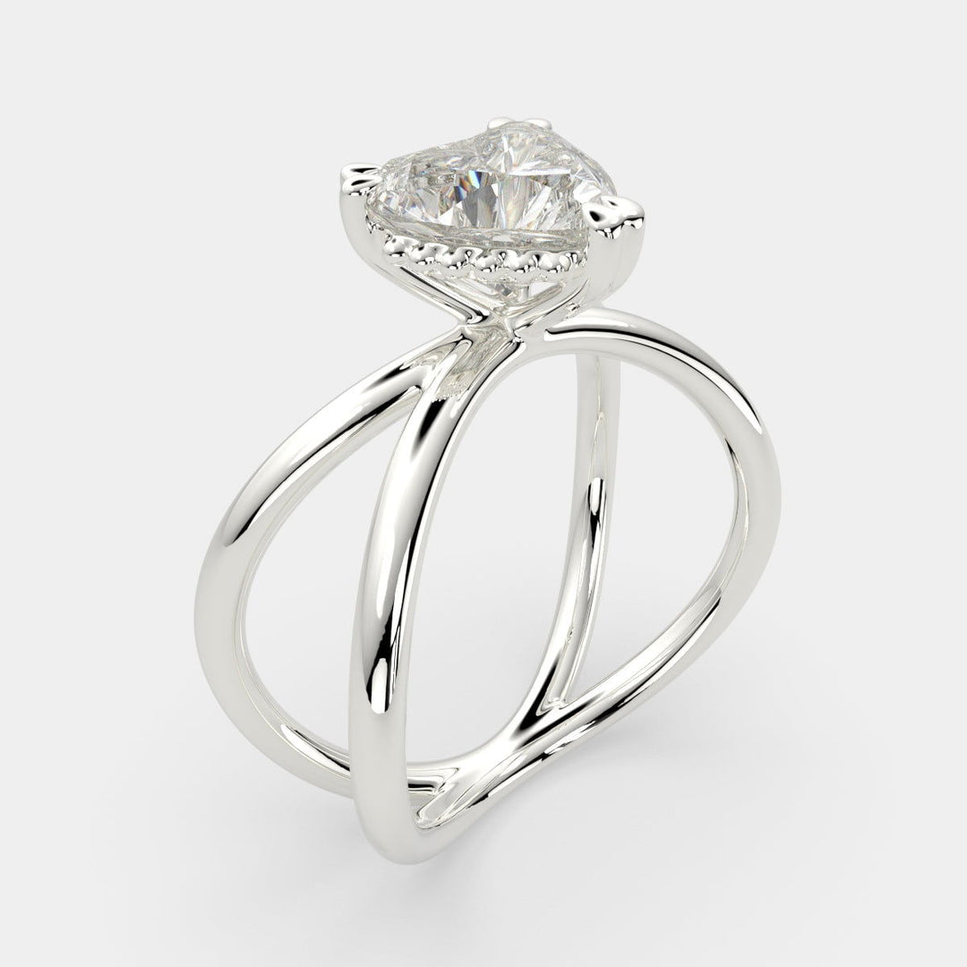 Tatiana Heart Cut Solitaire Split Shank Engagement Ring Setting - Nivetta