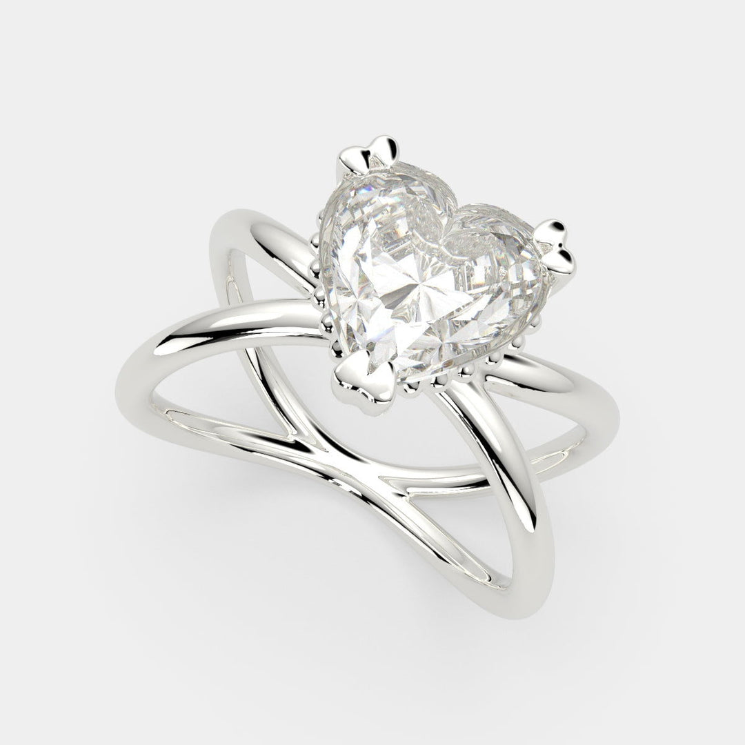 Tatiana Heart Cut Solitaire Split Shank Engagement Ring Setting - Nivetta
