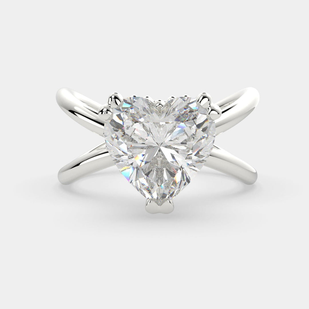 Tatiana Heart Cut Solitaire Split Shank Engagement Ring Setting - Nivetta