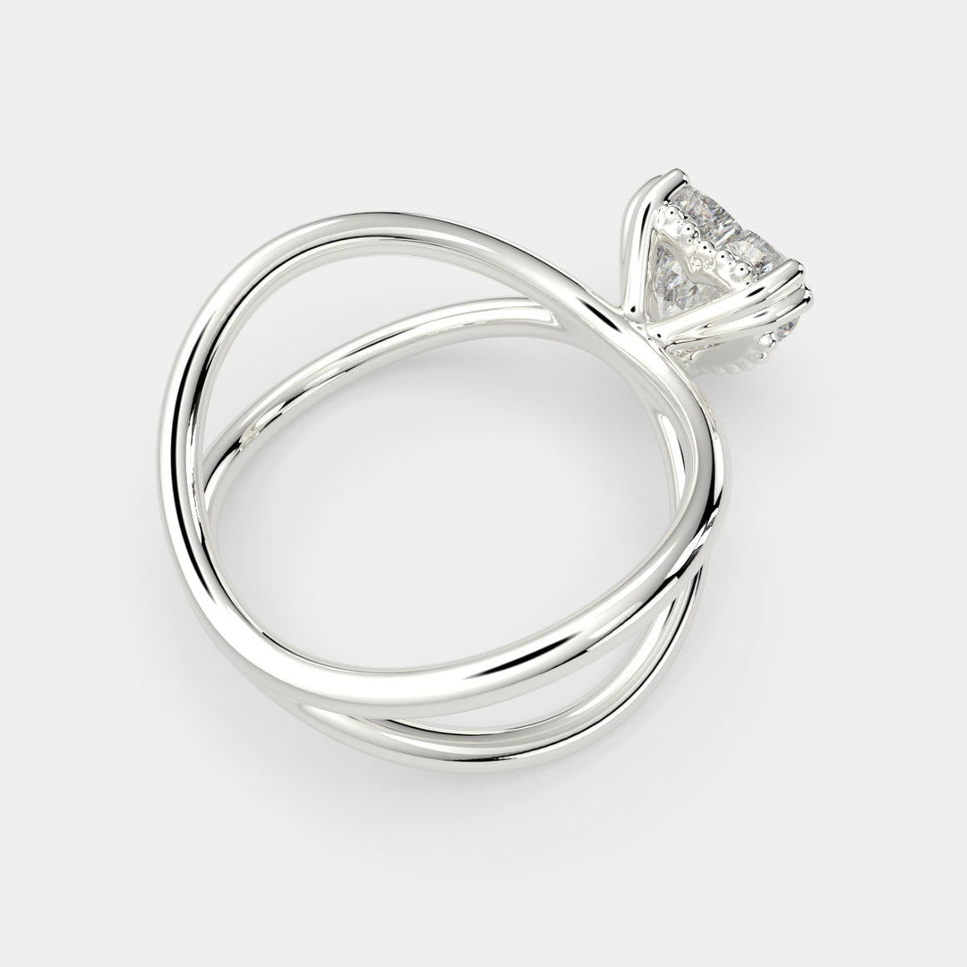 Tatiana Heart Cut Solitaire Split Shank Engagement Ring Setting - Nivetta