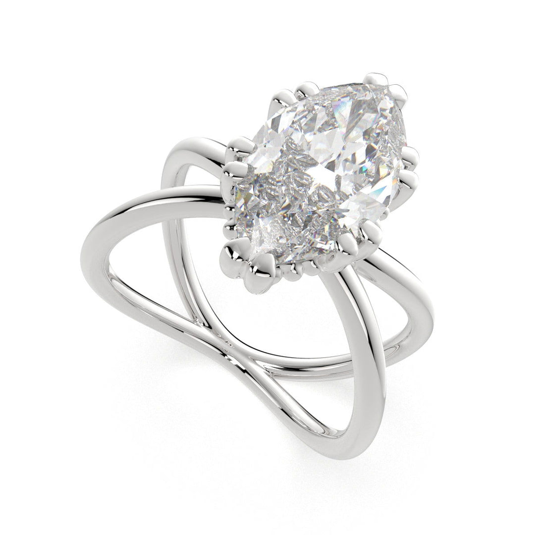 Tatiana Marquise Cut Solitaire Split Shank Engagement Ring Setting - Nivetta