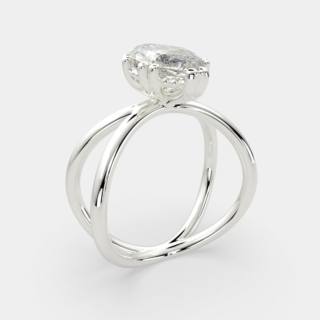 Tatiana Marquise Cut Solitaire Split Shank Engagement Ring Setting - Nivetta