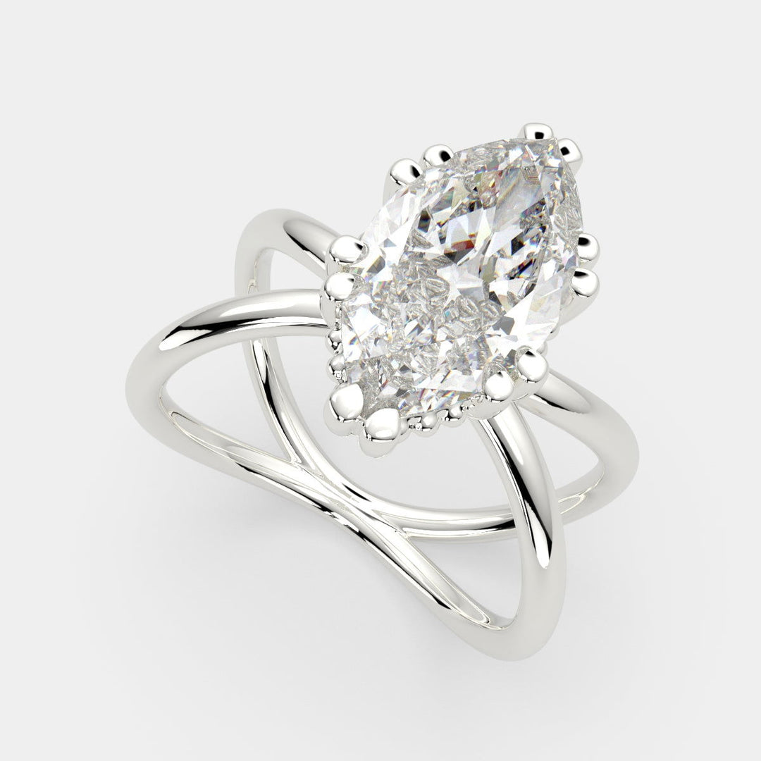 Tatiana Marquise Cut Solitaire Split Shank Engagement Ring Setting - Nivetta