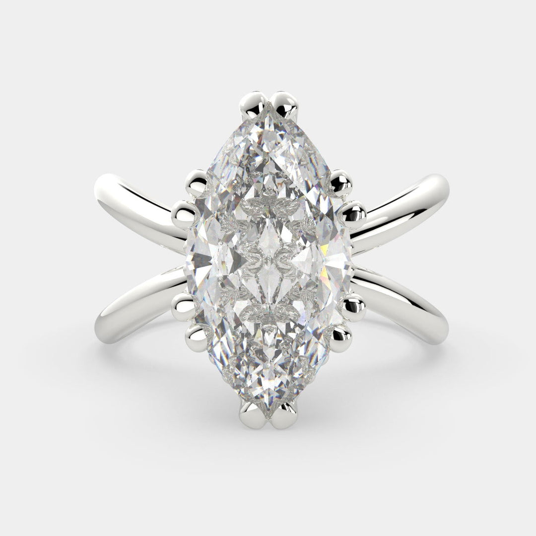 Tatiana Marquise Cut Solitaire Split Shank Engagement Ring Setting - Nivetta