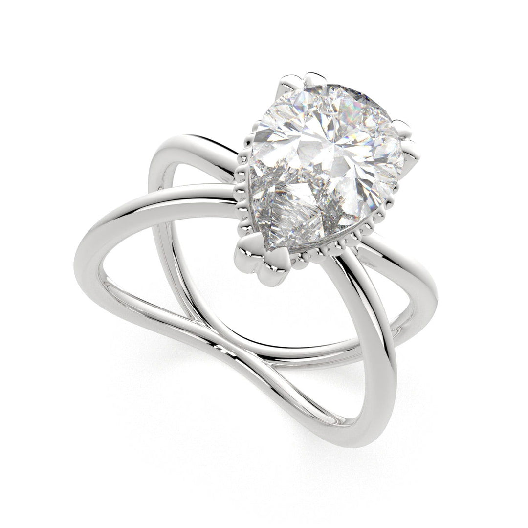 Tatiana Pear Cut Solitaire Split Shank Engagement Ring Setting - Nivetta