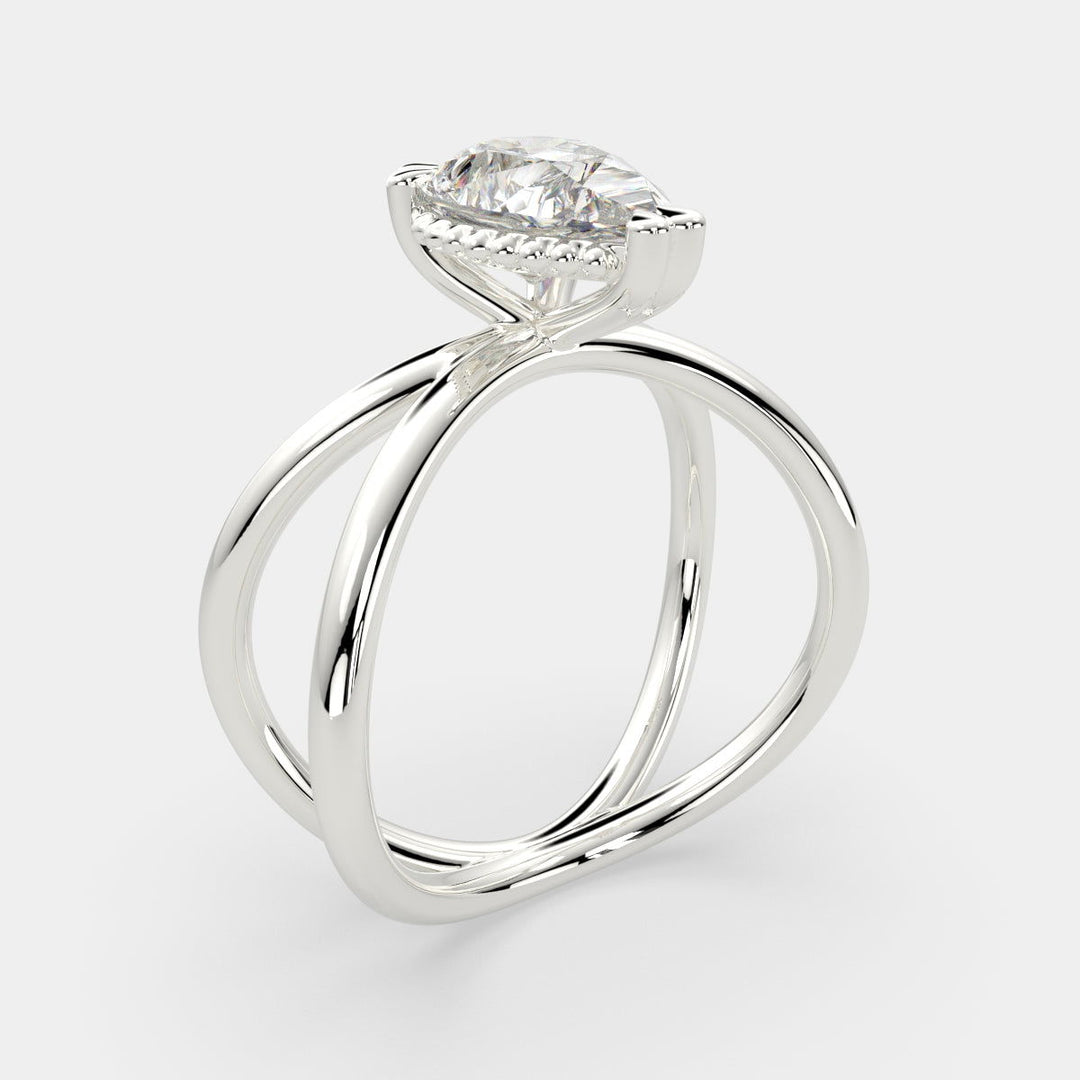 Tatiana Pear Cut Solitaire Split Shank Engagement Ring Setting - Nivetta